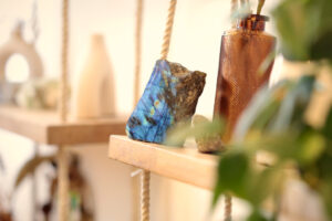 crystals, plants and calming objects on display in our clinics